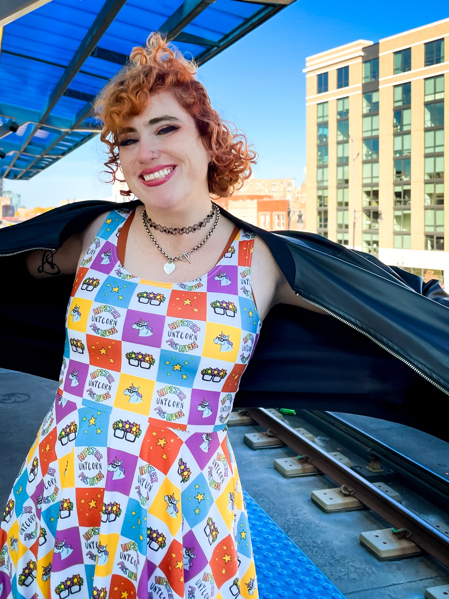 Checkered Unicorn Dress